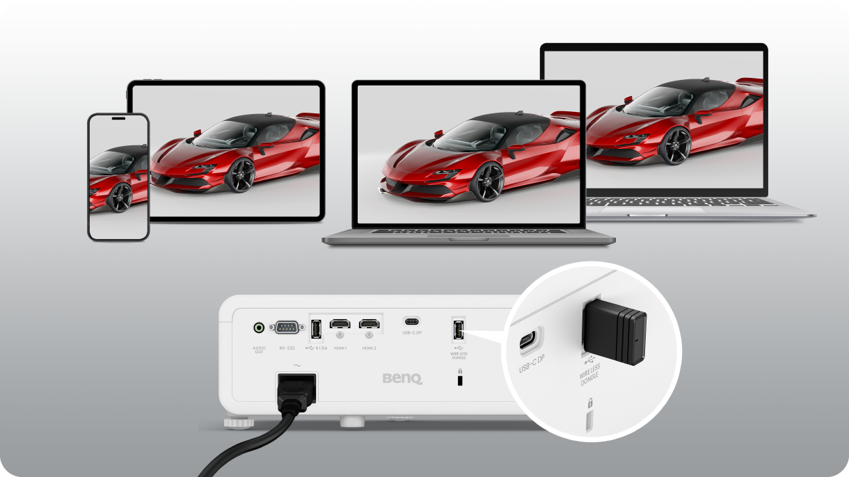 BenQ LH650 | 4000lms 1080p Lazer Toplantı Odası Projektörü 16 QCast Mirror ile kablosuz yansıtma
